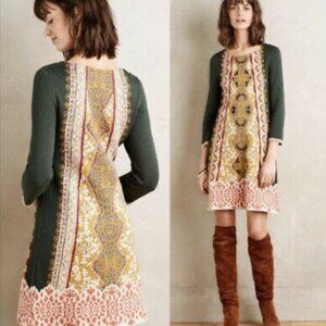 Anthropologie Womens Beaded Holiday Lanka Sweater Dress Size XL